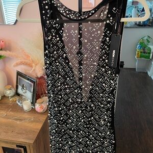 Fashion Nova Black and White Embellished romper